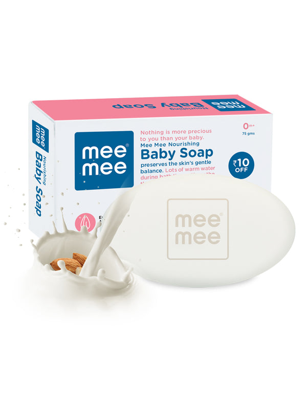 Mee Mee Nourishing Baby Soap For Bath Bar with 100% tural Amond Oil & Milk Extract, Dermatologically Tested For Soft Baby Skin, 70 gram