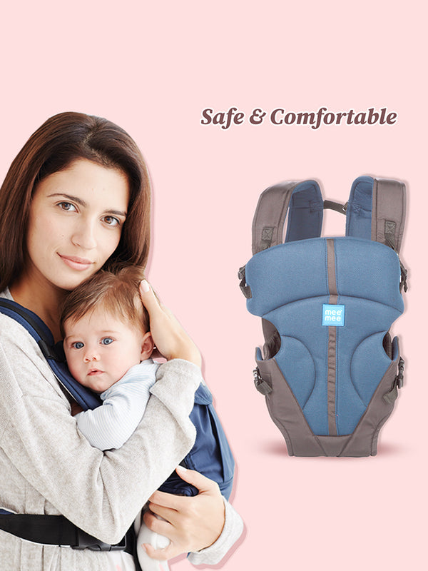 Mee Mee Elegant Lightweight & Adjustable Baby Sling Carrier | 4 Carry Position Baby Carrier With Padded Support For 0 To 2 Year Baby (Grey)